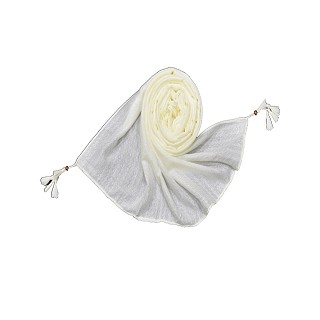 Circular Design All Over The Stole With Fringe's - Cream